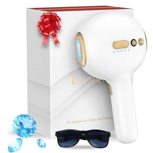 Sapphire Ice Cooling Hair Remove Device, Ice-cooling Device Hair Removal for Nearly Painless, Auto Flashing for Fast Full Body Hair Removal, White