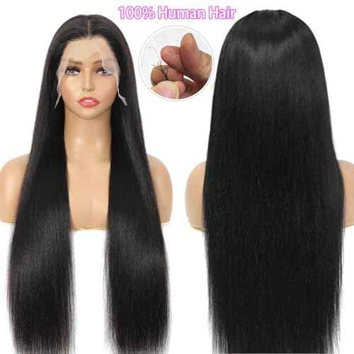 26inch 13x6 Human Hair Lace Front Wigs for Women Straight Hd Lace Front Wigs Human Hair 100 Percent Human Hair Wig Glueless Wigs Natural Color