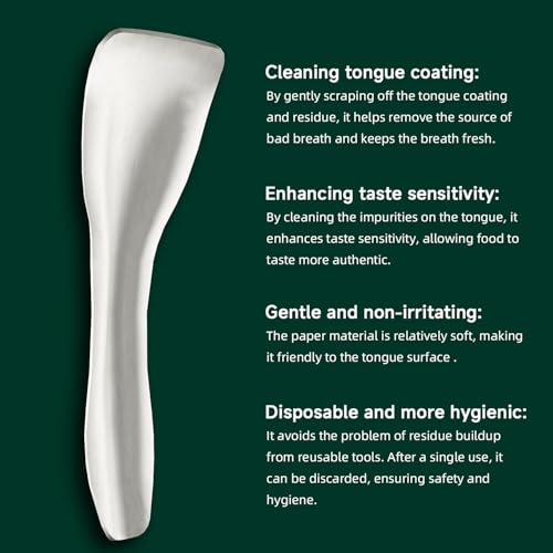 Dr. Emma Tongue Scraper, Disposable Tongue Cleaner for Adults, Paper Hygienic Scraper, Clean Tongue, Promote Fresh Breath, 60 Count (Pack of 1)