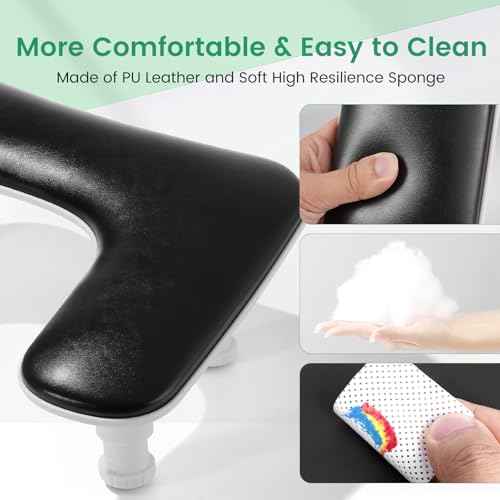 Big Arm Rest for Nails Tech: 2nd Generation U-Shaped Manicure Nail Arm Rest Stand Height Adjustable Armrest Microfiber PU Leather Hand Rest Pillow for Acrylic Nails (Black)