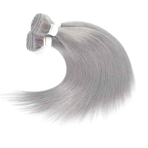 Augfst Brazilian Virgin Human Hair Bundles Sliver Grey Straight Wave Bundles Human Hair 20 22 24 inch Inch 12A Unprocessed Brazilian Sewn In Quick Weave for Black Women