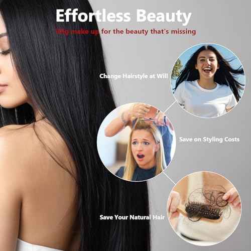 13x6 Synthetic Lace Front Wig, 30in Frontal Lace Wig for Women with Elastic band, Straight Hair Heat-Resistant HD Lace Wig with Natural Density for Daliy Used, Glueless Lace Wig for Black Women