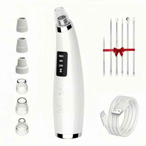 Blackhead Remover Vacuum, Type-C Rechargeable Pore Cleaner with 3 Adjustable Suction, 6 Probes & Comedone Extractor Tool Kit for Women and Men, White Heads Removal for Face & Nose