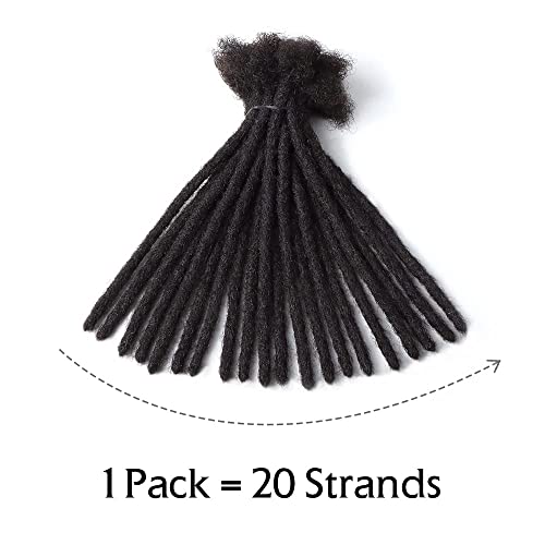 Orientfashion Human Hair Natural Color Handmade Crochet Afro Hair Soft Dreadlocks Extensions 0.6cm Thickness (10inch-0.6cm（Pack of 20Locs）)