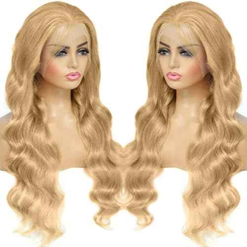 Honey Blonde Lace Front Wig Human Hair 13x4 Hd Lace Frontal Wigs 150% Density Honey Blonde Wig 27# Colored Body Wave Wigs Pre Plucked With Baby Hair 32Inch