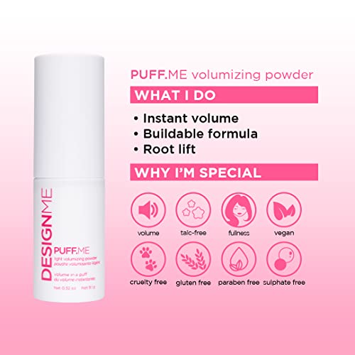 PUFF.ME Volumizing Powder by DESIGNME | Hair Powder Volumizer for Hair | Root Lifting Hair Texture Powder for Straight, Curly, or Wavy Hair | Talc Free Hair Powder for Women, (0.32 Oz)