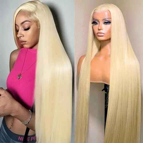 LICHANG 26Inch 613 Lace Front Wig Human Hair 13X4 Blonde Straight HD Transparent Lace Frontal Wigs Human Hair Pre Plucked 200% Density Blonde Glueless Wigs Human Hair
