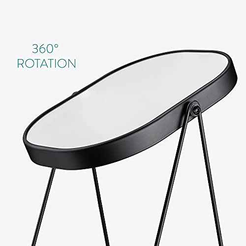Navaris Vanity Mirror with Tray - Table Top Mirror with Metal Stand and Storage - 7" x 9" Mirror Size - For Makeup, Tabletop, Desk - Black Finish