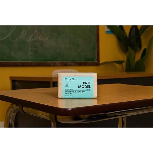 MARLOWE. No. 069 Body Scrub Soap Bar 7 Oz, Pro Model Body Exfoliator Bar Soap with Pumice, Apricot Seed Powder, Shea Butter & Olive Oil, Amber + Spice Santal Scent