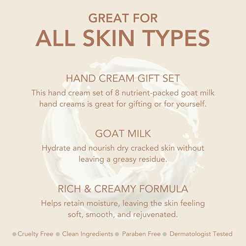 Dionis Goat Milk Skincare 8 Piece Hand Cream Gift Sets - Assorted Scented Travel Size Hand Creams In a Gift Box - Mini Hand Lotion Self Care, Cruelty Free Lotion For Dry Skin, Expanded Hand Cream 2025