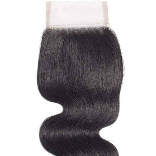 4x4 HD Lace Closure Body Wave Closure Human Hair Free Part Lace Closure 100% Unprocessed Brazilian Virgin Human Hair Extensions 150% Density Natural Black (20 Inch)