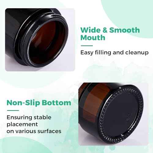 Jarsoph 1OZ Amber Glass Jars with lids, 36 Pack Empty Cosmetic Jars, Refillable Airtight Wide Mouth Container for DIY, Sample, Cream, Lotion, Candle Making, Powder, Cosmetic