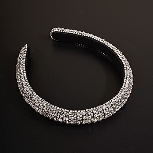 Wiwpar Rhinestone Headbands for Women Rhinestone Head Bands Sparkly Rhinestones Headband Hair Hoop Hair Accessories (Black)