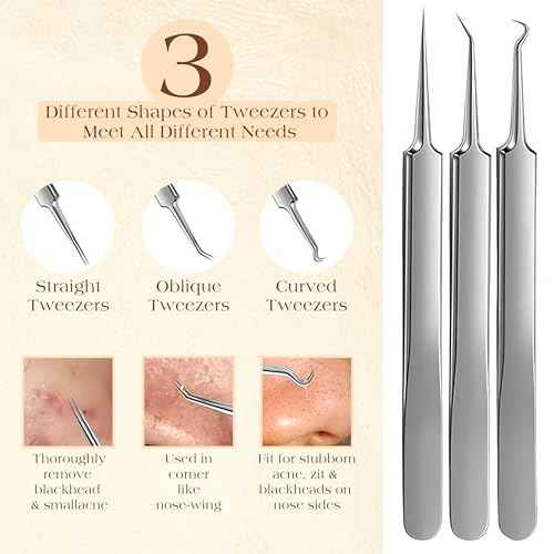 22 Pcs Pimple Popper Tool Kit 410 Stainless Steel Blackhead Remover Tools, Pimple Extractor Tool Kit for Blackheads, Blemish, Comdone, Acne, Zit, and Whiteheads for Face & Nose