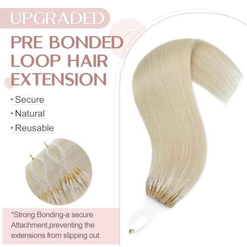 SEGO U Tip Hair Extensions Human Hair, Keratin Bonded & Loop Hair Extensions, K Tip Hot Fusion for Silky Straight Highlights, 1g per Strand, 50 Strands/50g, 18" Platinum blonde