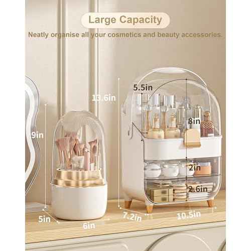 Makeup Organizer, Skincare Holder Bathroom Counter Organizer, Storage Box Cosmetic Display Cases, Teen Girl Gifts Trendy Stuff Make up Organizers for Vanity, Dresser, Countertop (Rose Gold)