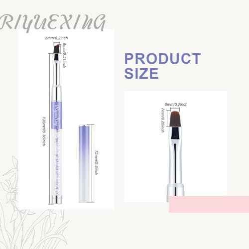 2PCS Nail Art Clean Up Brushes - Flat/Angled Nail Brushes for Cleaning Polish Mistakes on the Cuticles, Brushes for Nail Art and Designs Painting DIY