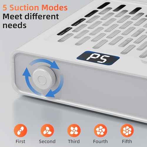 Nail Dust Collector, Professional Brushless Turbo 5 Speed Dust Collector Powerful Duster Machine Tool for Acrylic Nail Polishing