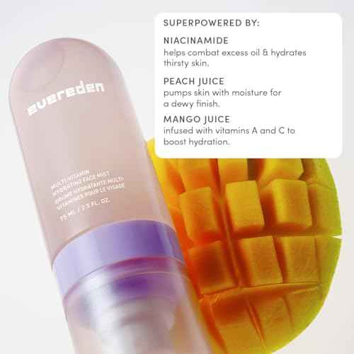 Evereden Kids Multi-Vitamin Hydrating Face Mist | Nourishing Face Spray, Preppy Skincare Essential for Ages 6+ | Clean Formula Safe for Sensitive Skin | Multi-Vitamin Complex, Peach & Mango Juice