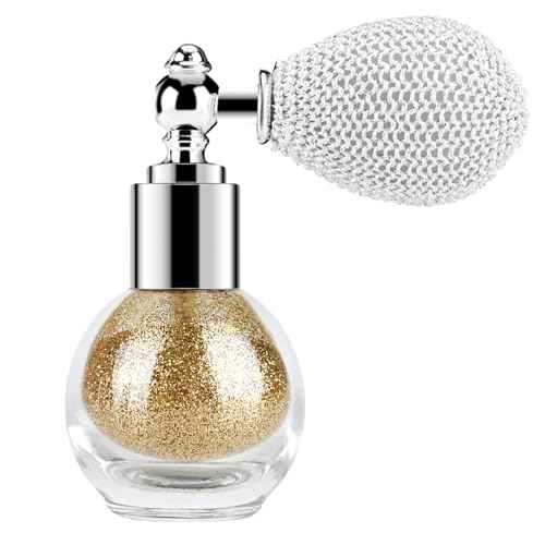 KYDA Highlighter Powder Spray, High Glossy Shimmer Sparkling Powder for Face and Body Glitter Makeup, Body Glitter Spray, Golden