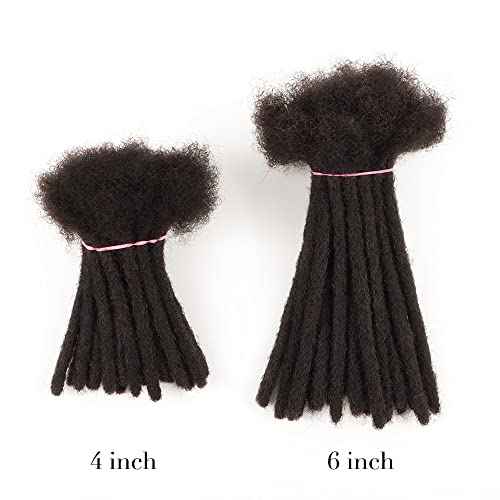 100% Loc Extensions Human Hair, 4Inch 0.8cm 60 Strands Handmade Dreadlock Extensions for Men Women Kids (#Natural Black)