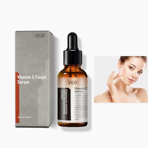 VGO Vitamin C Serum for Face, Vit C Anti Aging Serum with Hyaluronic Acid & Vitamina E, Deep Hydration Facial Care for All Skin Types, 1.01oz / 30ml