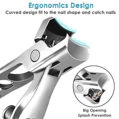 German Nail Clippers for Men Women Thick Nails, Large Wide Jaw Opening Toe Nail Clippers for Seniors, Long Handle No Splash Fingernail Clipper with Catcher and Safety Lock
