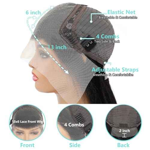 ABALON 13x6 Body Wave Lace Front Wigs Human Hair 200% Density 22 Inch HD Lace Frontal Wigs Human Hair Pre Plucked Body Wave Wig Glueless Wigs for Women Brazilian Virgin Wigs
