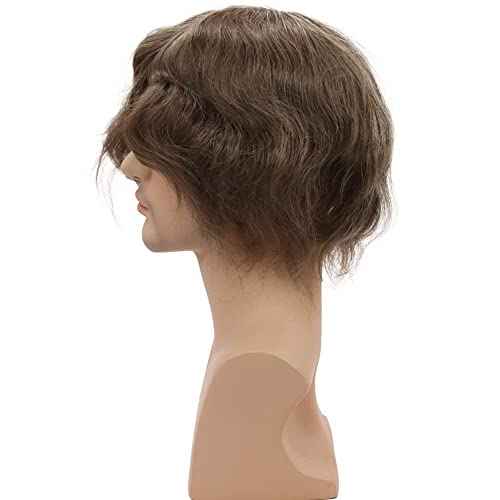 Men toupee Toupee for Men Undetectable Swiss Full Lace Men's Toupee European Human Hair Reaplacement Systems Hair Pieces Free Hairstyle 8X10 Inches(#17 Light Blonde Brown Color)