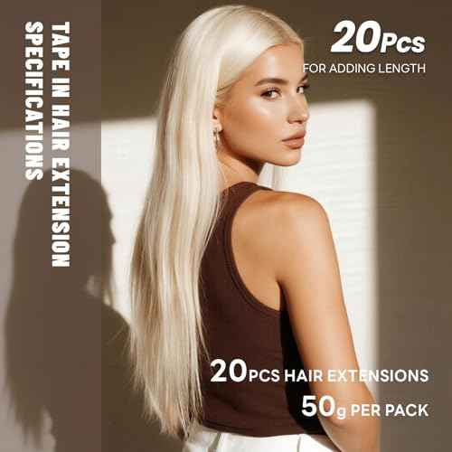 Tape in Hair Extensions Human Hair 24 Inch 50g 20Pcs Remy Human Hair Extensions Invisible Straight Seamless Tape in Extensions (24in, 50g, #60)