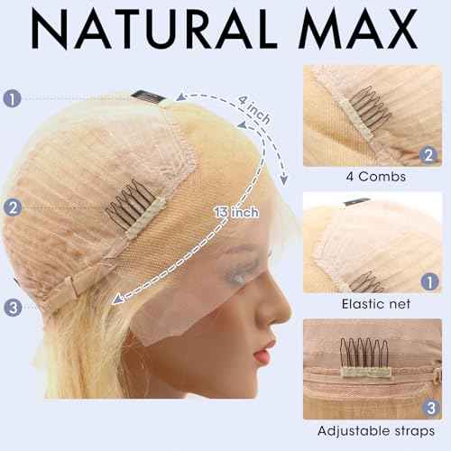 ELISHEVA 613 Lace Front Wig Human Hair Deep Wave 28 Inch Blonde Wig Human Hair 16A 13x4 HD 613 Blonde Lace Front Wigs Deep Wave 180% Density Curly Blonde Frontal Wig 613 Wig Pre Plucked