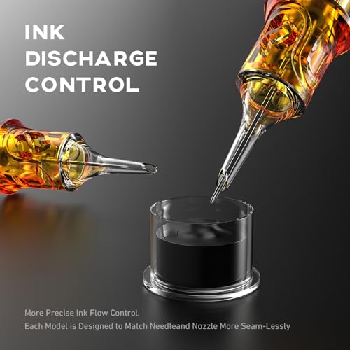 CNC 50PCS Tattoo Cartridge Needles Assorted Mixed Size #12 Round Liner - 1203RL 1205RL 1207RL 1209RL 1211RL with Membrane Professional Disposable Tattoo Needles EN09-50KIT-E