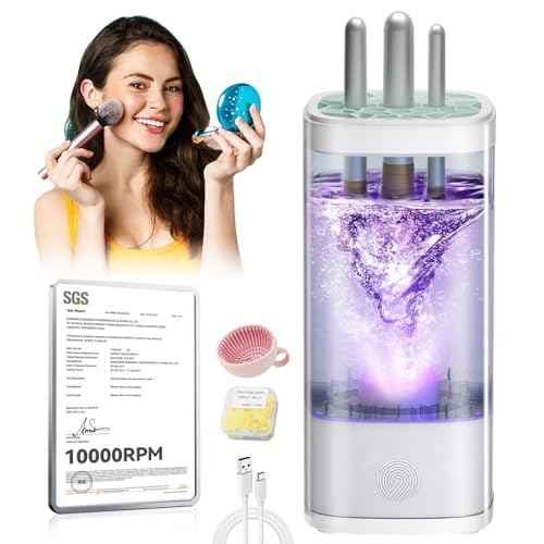 5.0 Upgraded Makeup Brush Cleaner Machine¡¼Industry NO.1-10000 RPM Turbine Motor¡½Electric Makeup Brush Cleaner¡¼SGS Certified - Zero Dust Residue¡½Universal One-Button Cleaner, makeup brushes cleaner