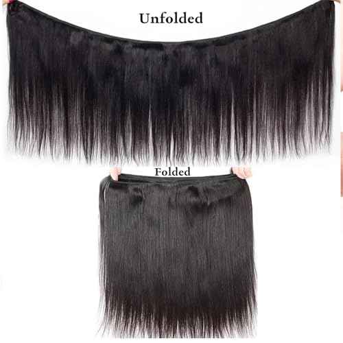 Straight Bundles Human Hair 20 22 24 Inch 100% Unprocessed Brazilian Virgin Hair 3 Bundles Human Hair Trippy Hair Bundle Extension for Black Women Natural Color
