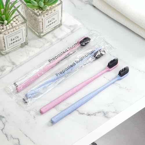 500Pcs Prepasted Disposable Toothbrushes Bulk Individually Wrapped Pre Pasted Soft Bristle Tooth Brush Set Travel Colorful Toothbrushes for Homeless Gift Hotel Camping Travel