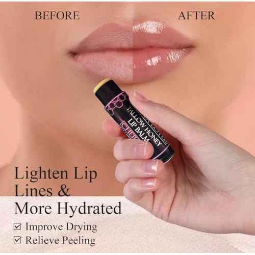 Tallow Lip Balm (5 Pack) - Hydrating With Organic Italian Olive Oil, Pure Grass Fed Tallow, and Beeswax - Long Lasting Lip Therapy (Unscented)
