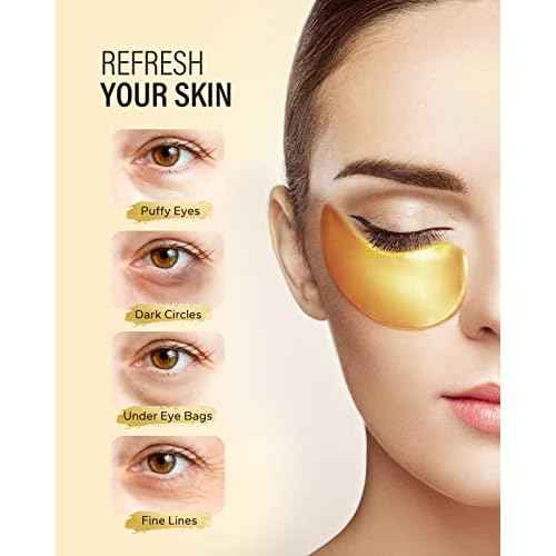 24k Gold Under Eye Patches (8 Pairs), eye mask, Collagen Skin Care Products, Eye Patches for Puffy Eyes, eye masks for dark circles and puffiness