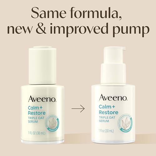 Aveeno Skin-Care Bundle for Sensitive Skin, Calm + Restore Triple Oat Hydrating Facial Serum, 1 fl. oz, & Travel Size Daily Moisturizing Cream + Prebiotic Oat, 0.5 oz, Fragrance Free, Two Items