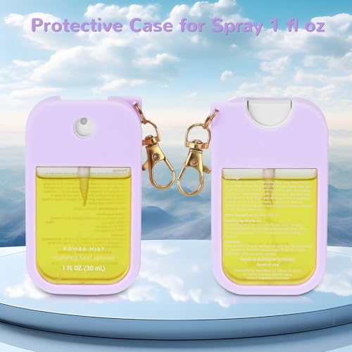 Hand Sanitizer Spray Case Compatible with Touchland Power Mist 1 oz ? Silicone Case with Keychain for Touch Land Mist 1 fl oz£¨30 ml£©, Hand Sanitizer Accessory for 1 fl oz (Purple+Blue+Red, 3 Pack)