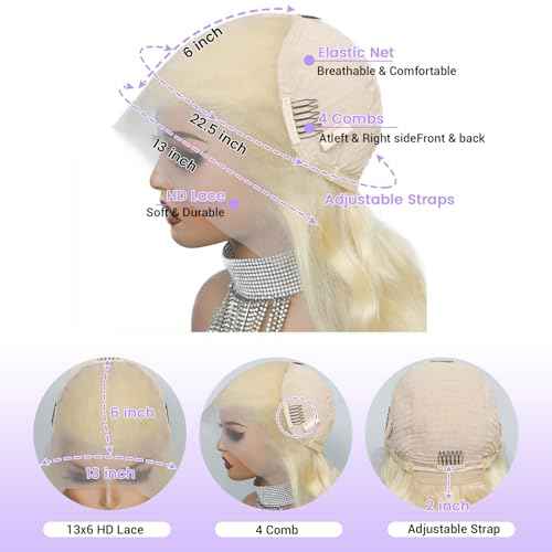30 Inch 613 Lace Front Wig Human Hair 200 Density 13x6 Body Wave HD Lace Front Wigs Human Hair Pre Plucked Blonde Wig Human Hair 613 HD Lace Frontal Wig 613 Wig for Women