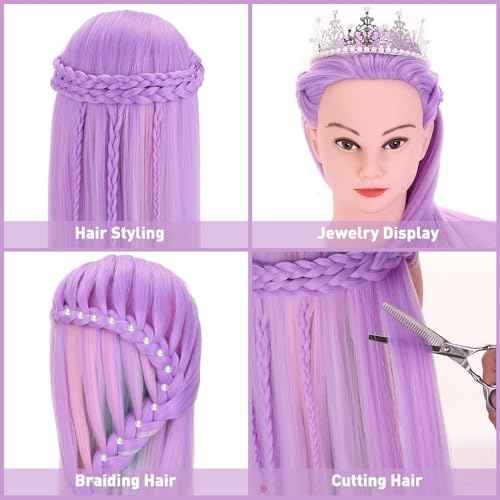 Mannequin Head, TopDirect 29" Hair Mannequin with Cosmetology Hair Doll Head to Practice on Styling Hairdressing Training Braiding with Clamp Holder & Tools for Women Girls