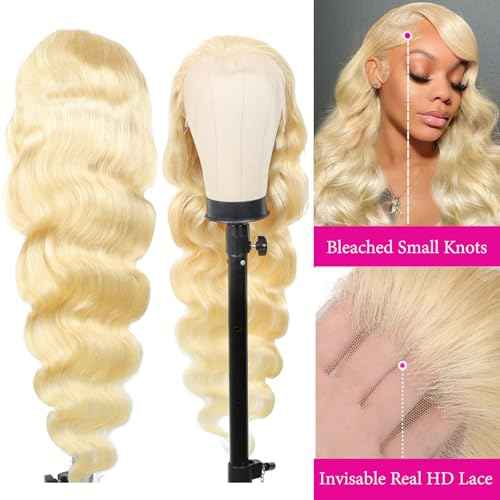 30 Inch 613 Lace Front Wig Human Hair 13X6 Body Wave Blonde Wigs Human Hair 200% Density Blonde Lace Front Wigs Pre Plucked 613 HD Lace Frontal Wigs Glueless Wig With Baby Hairs