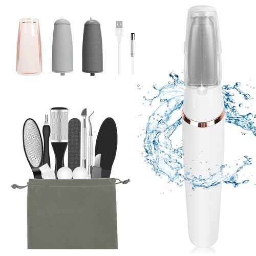 Electric Callus Removers for Feet, Haootadiy Electric Foot Callus Remover Pedicure Kits Rechargeable with12 in 1, Removes Dry Skin for Smoother Feet, Foot Care for Dead Skin Ideal Gift (White)