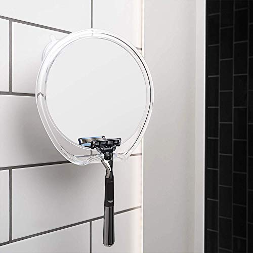 Luxo Shower Mirror, Shaving Mirror with a Razor Holder for Shower and Powerful Suction Cup - Shatterproof Shower Mirror fogless for Shaving, fogless Mirror for Shower and Tweezers