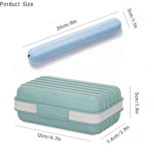 3Pcs Travel Soap Case and 3Pcs Toothbrush Travel Case Set,Leakproof Soap Dish with Lid Portable Toothbrush Holder for Traveling, Camping, Bathroom- Waterproof Drawstring Bag for Boot Backpack