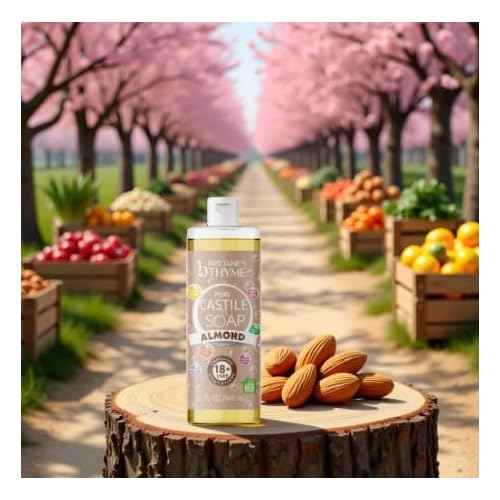 Brittanie's Pure Castile Liquid Soap Almond ? 2 Pack (32oz Each) | Natural, Organic, Multi-Purpose Soap for Body, Face, Home & Pets | Vegan, Sulfate-Free, Made in USA