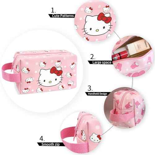 Toiletry Bag & Spa Headband, Cute PU Leather Ttravel Makeup Bag, Soft Makeup Headband for Washing Face, Gifts for Women Girls
