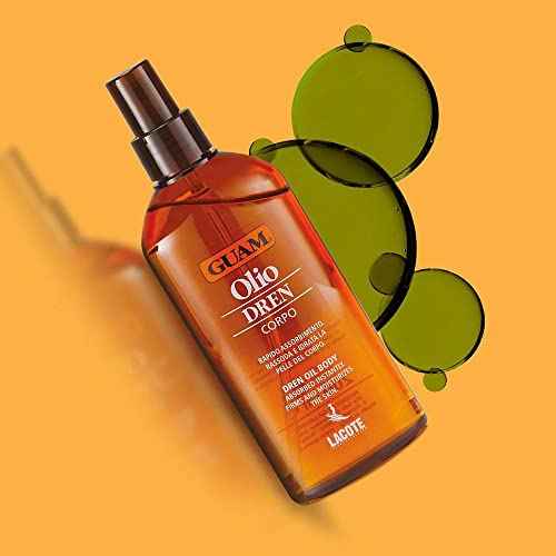 Guam DREN Anti Cellulite Massage Oil with Essential Oils, Draining Body Oil with Lymphatic Drainage, Water Retention & Anti Swelling Oil, Cellulite Lotion, 200ML