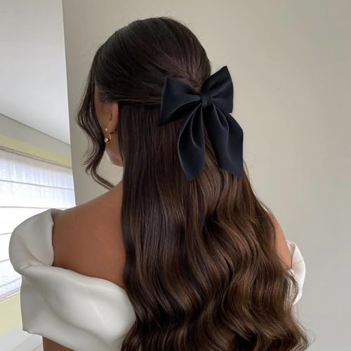 8 Pcs Hair Bows for Women Short Tail Bow Hair Clips Small Alligator Barrettes Cute Accessories for Girls(Black/Khaki)