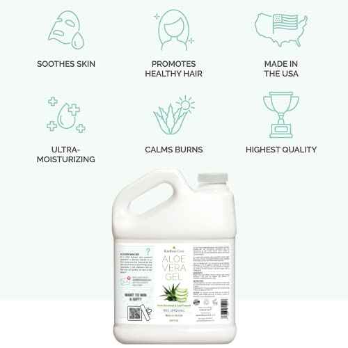 Organic Aloe Vera Gel Bulk - Half Gallon - for Face, Skin, Hair & Sunburn Relief From 100 Percent Pure Aloe Vera - Cold Pressed, Vegan, Unscented - Made in USA (64 Fl Oz)